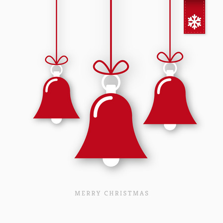 Red paper christmas bells with shadowのイラスト素材