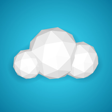 Low poly cloud on blue background, vector artのイラスト素材