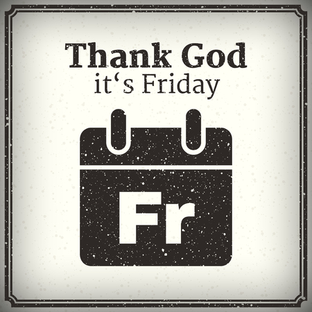 Thank God it's Friday, motivation graphic poster, vintage vectorのイラスト素材