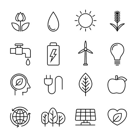 Ecology nature line icons, vector design illustrationのイラスト素材