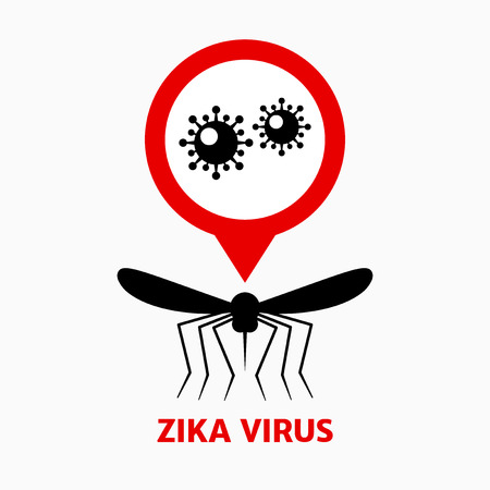 Zika virus, mosquito and virus icon, danger for pregnantのイラスト素材