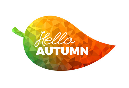 Hello autumn, leaf with colorful geometrical triangle fill illustrationのイラスト素材