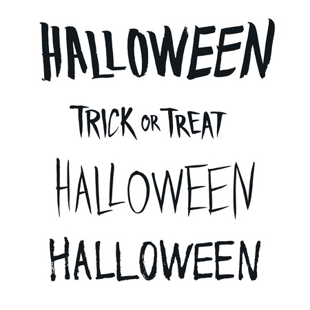 Halloween and Trick or Treat phrase, hand drawn type, vector illustrationのイラスト素材