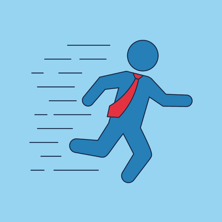 Running businessman with red tie, stickman business illustration vectorのイラスト素材