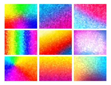 Polygon vector mosaic backgrounds set, colorful abstract patterns.のイラスト素材