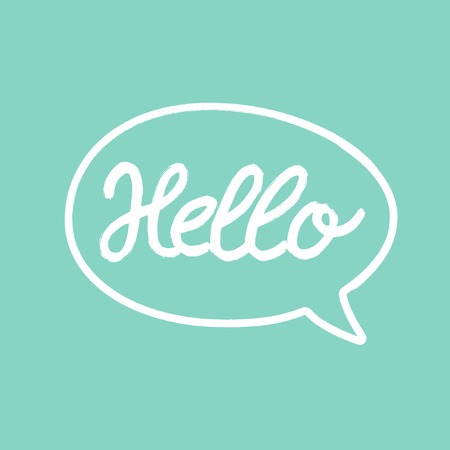 Hello word calligraphy design, turquoise background, vector illustrationのイラスト素材