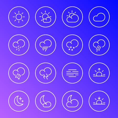 Weather icons, meteorology simple line symbols, vector illustration.のイラスト素材