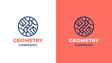 Geometric Logotype template, positive and negative variant, corporate identity for brands, circle product logo, vector designのイラスト素材