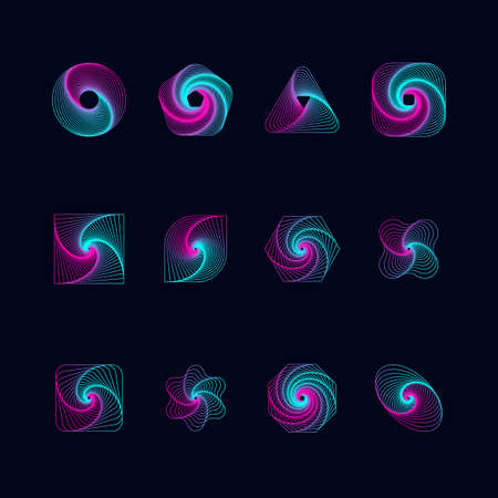 Gradient Spiral vector illustration made of linesのイラスト素材