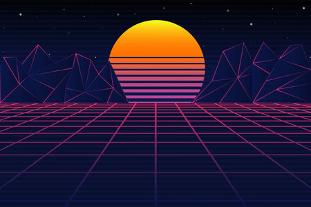 Retro 80s style background with geometric elements. Vector illustration.のイラスト素材