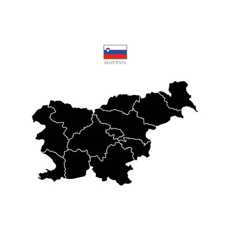 slovenia map background with states. map isolated on white background with flag. Vector illustration map of Europeのイラスト素材