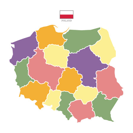 Silhouette and colored Poland mapのイラスト素材