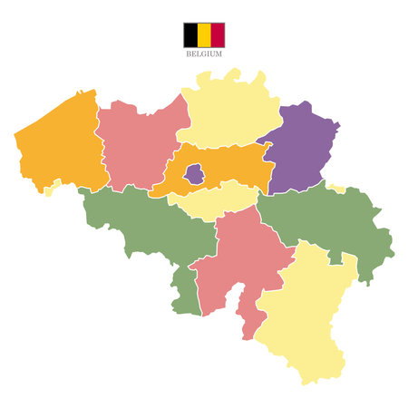 Silhouette and colored belgium mapのイラスト素材