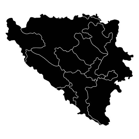 Bosnia and Herzegovina map background with states. Bosnia and Herzegovina map isolated on white background. Vector illustrationのイラスト素材