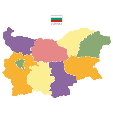 bulgaria map background with states. bulgaria map isolated on white background with flag. Vector illustration map europeのイラスト素材