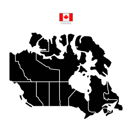 canada map background with states. canada map isolated on white background with flag. Vector illustration mapのイラスト素材