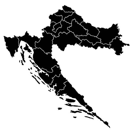 Croatia map background with states. Croatia map isolated on white background. Vector illustration Europeのイラスト素材