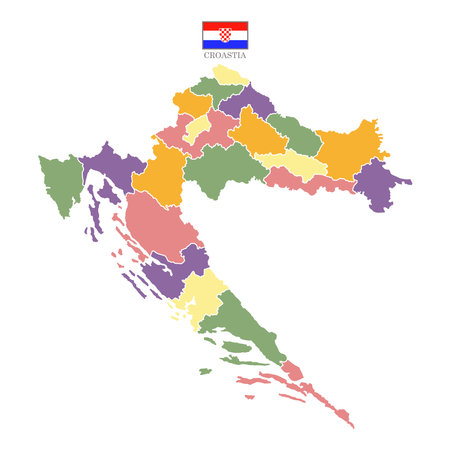 Silhouette and colored Croatia mapのイラスト素材