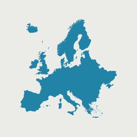 Europe blue map isolated on white background. High detailed. Vector illustrationのイラスト素材