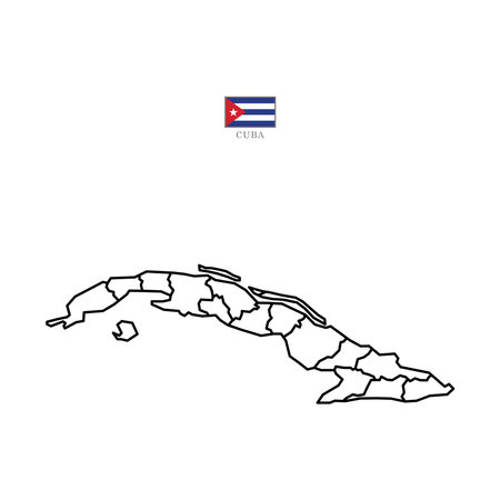 Cuba contour vector map with state, flag in color. Background map eps 10のイラスト素材