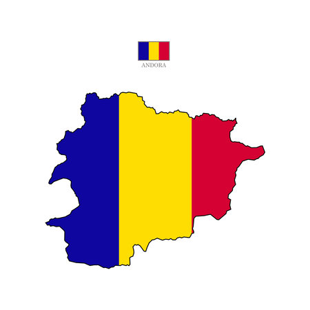 andorra map background with states. map isolated on white background with flag. Vector illustration map of Europeのイラスト素材