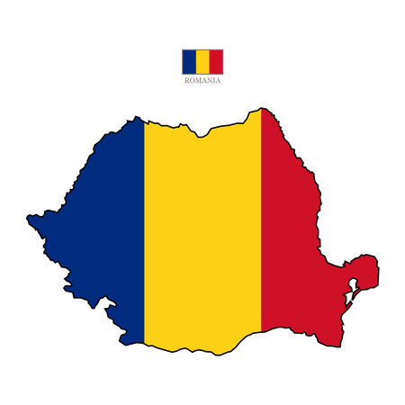 romania map background with regions, region names and cities in color. romania map isolated on white background. Vector illustration Europeのイラスト素材