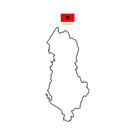 albania contour vector map with flag in color. Background map eps 10 Vector illustration Europeのイラスト素材