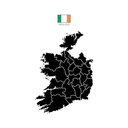 ireland map background with states. ireland map isolated on white background. Vector illustration map of Europeのイラスト素材