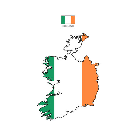 ireland map background with regions, region names and cities in color. ireland map isolated on white background. Vector illustration Europeのイラスト素材