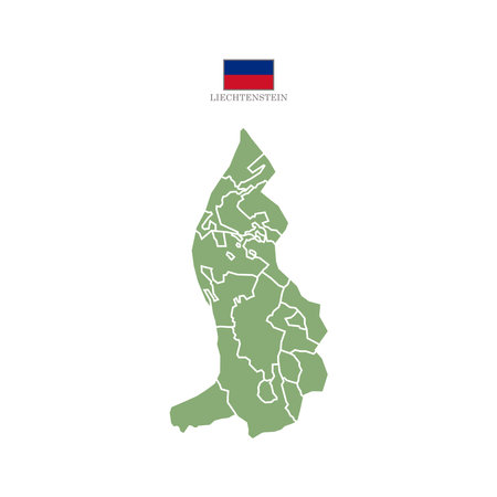 Silhouette and colored (green) liechtenstein map vector illustration map Europeのイラスト素材