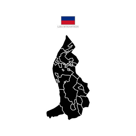 liechtenstein map background with states. liechtenstein map isolated on white background. Vector illustration map of Europeのイラスト素材