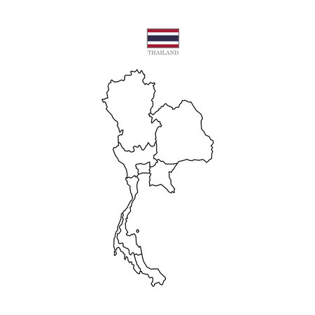 thailand contour map background with states, contour isolated on white background. Vector illustration 10 eps asiaのイラスト素材