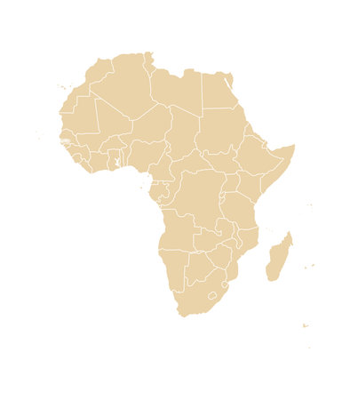 Africa political map with countries and borders. Africa map isolated on white background. High detailed vector illustration.のイラスト素材