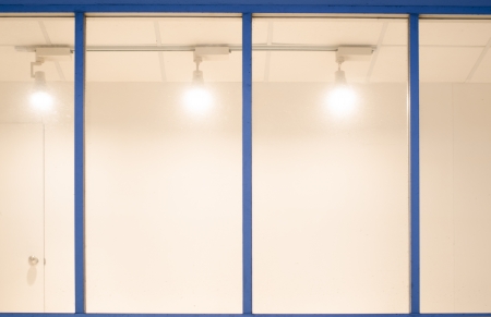 empty room window with 3 spotlightの写真素材