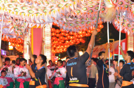 chinese dragon dance 1 - chinese new year 2013 at yaowarat china town of thailandのeditorial素材