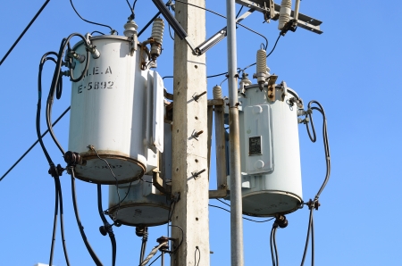 three transformers on the postの写真素材