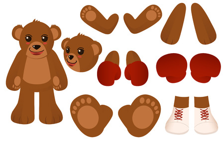 bear character with body partのイラスト素材