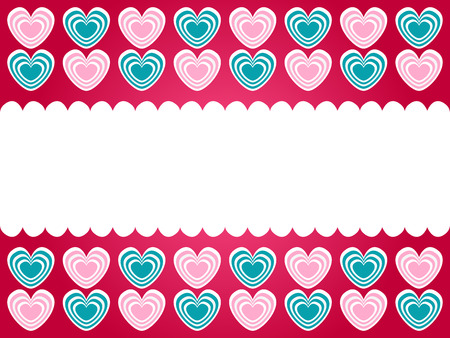 green and pink hearts frame with blank noteのイラスト素材
