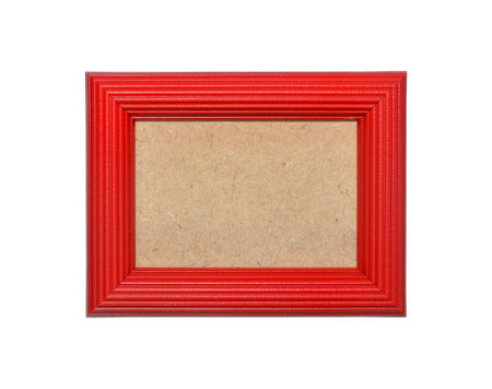 vintage red frame - old wood style isolated on white backgroundの写真素材