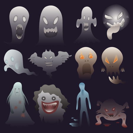 ghosts character set for halloweenのイラスト素材