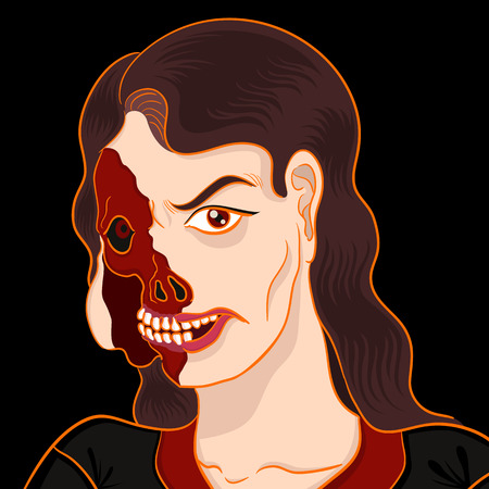zpmbie portrait on black background for halloweenのイラスト素材