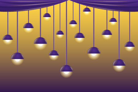 violet ceiling lamps on gradient backgroundのイラスト素材