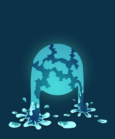 illustration of global flood, water fall styleのイラスト素材
