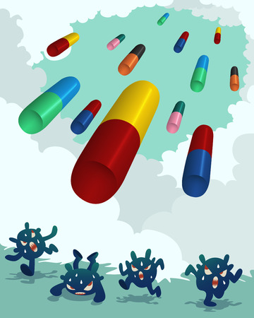 capsule missile fighting a virusのイラスト素材