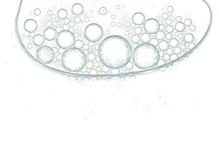 oil bubbles in a water on white background