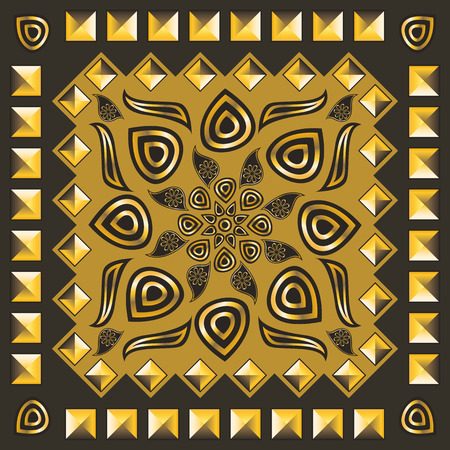 square ornamental classic golden patternのイラスト素材