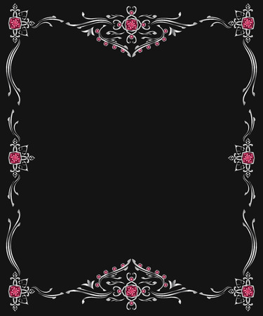 silver jewelry frame on black backgroundのイラスト素材