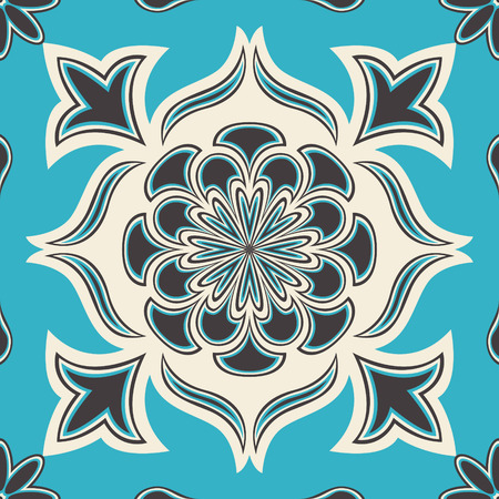 square ornamental light blue overlap flora contemporary style patternのイラスト素材