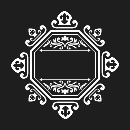 white monogram template design on black backgroundのイラスト素材