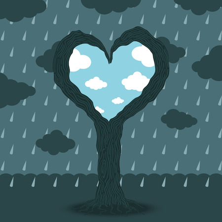 bright weather within heart treeのイラスト素材